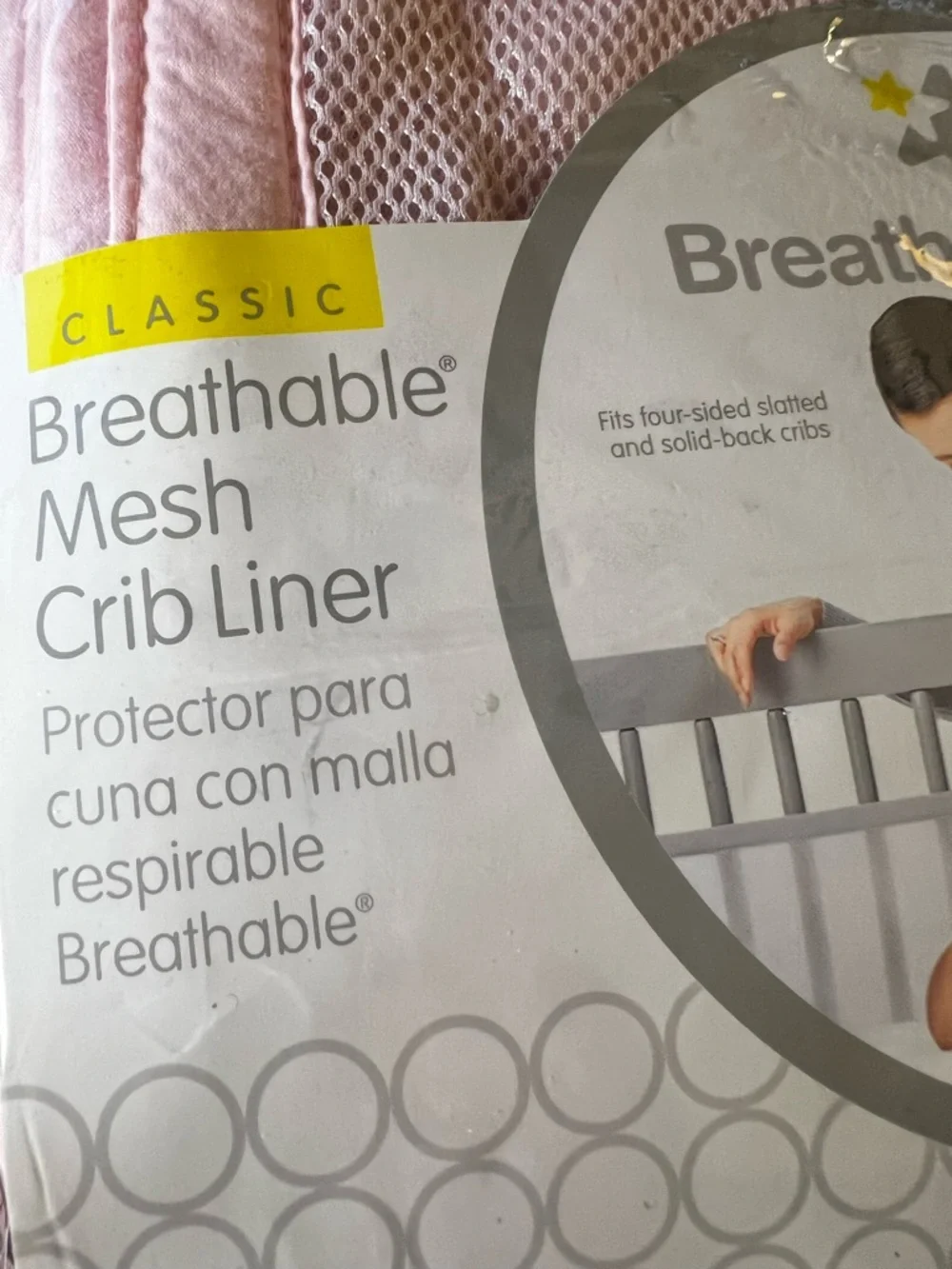 BREATHABLE BABY MESH CRIB LINER -CLASSIC COLLECTION-PINK - Picture 3 of 8